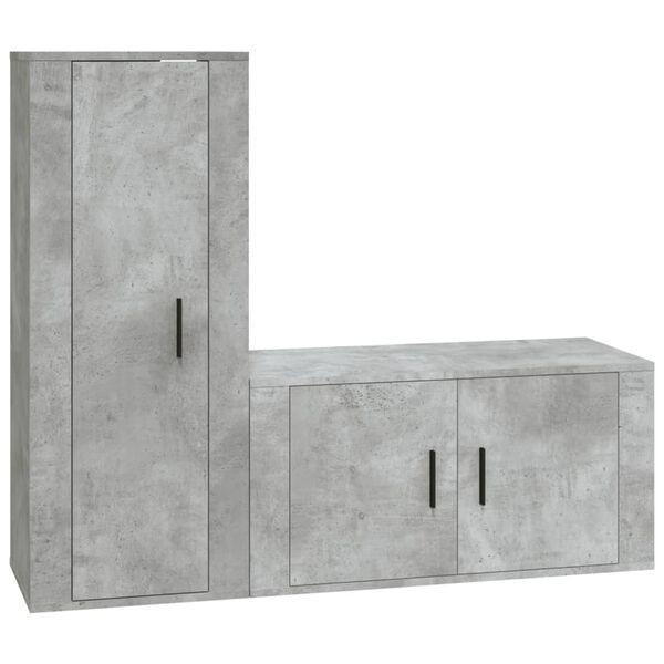 vidaXL TV Cabinet Set Set of 2 Concrete Grey Engineered Wood Medium