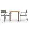 vidaXL Dining Set Grey Solid acacia wood, steel, PE rattan Small