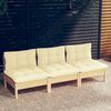 vidaXL 3-seater Garden Sofa Cream Solid Pine wood, 100% polyester