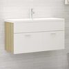 vidaXL Sink Cabinet White and sonoma oak Engineered wood