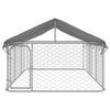 vidaXL Dog Kennel Silver Galvanized steel Large Dog Kennel Rectangular