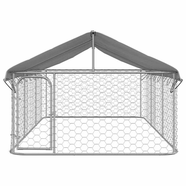 vidaXL Dog Kennel Silver Galvanized steel Large Dog Kennel Rectangular