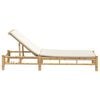 vidaXL Sun Lounger Cream White Bamboo Standard Adjustable Armrests