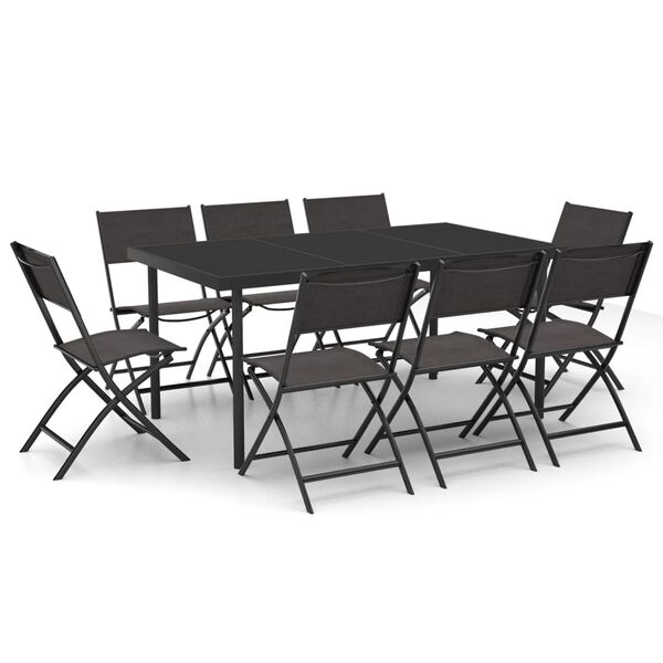 vidaXL Outdoor Dining Set Anthracite and Black Powder-coated Steel, Glass