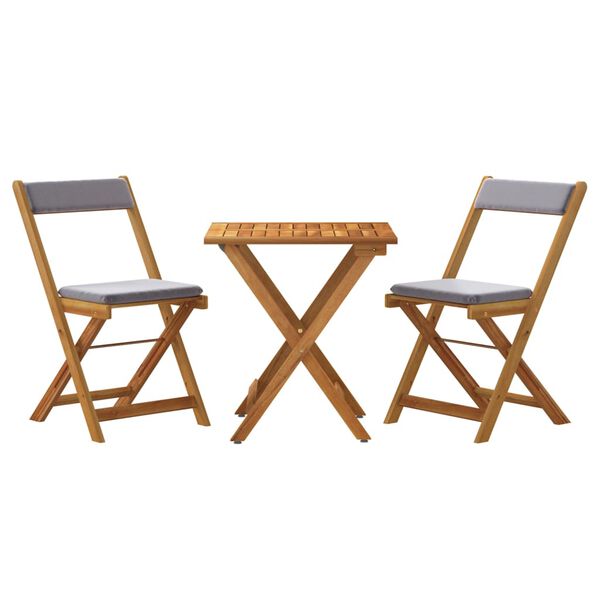 vidaXL Bistro Set Dark grey Acacia wood 3 Piece Foldable Bistro Set