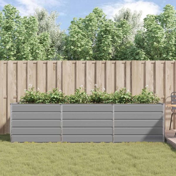 vidaXL Planter Light Grey 195 x 100 x 45 cm Galvanised Steel