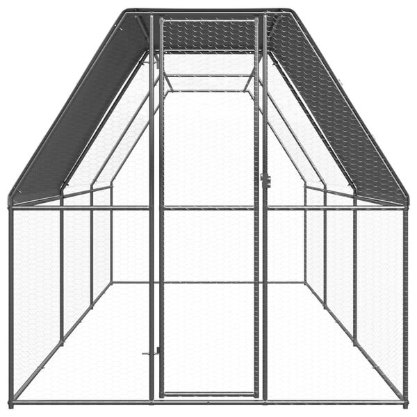 vidaXL Chicken Cage Silver Galvanized Steel Large Durable Chicken Cage