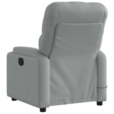 Close-up of armrest and side pocket on gray recliner