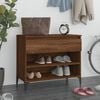vidaXL Shoe Cabinet Smoked Oak Engineered Wood, Metal 27.6x14.2x23.6 in