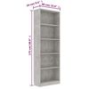 vidaXL Book Cabinet Concrete Grey Engineered Wood Tall Book Cabinet