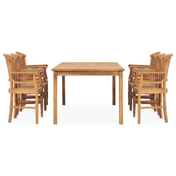 vidaXL 7 Piece Patio Dining Set Solid Teak Wood