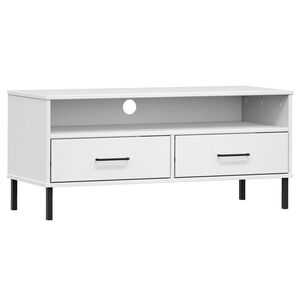 vidaXL TV Cabinet White Solid pine wood, Metal Medium TV Cabinet