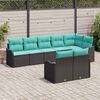 vidaXL Garden Sofa Set 8 pcs Black and turquoise Poly rattan