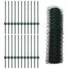 vidaXL Fence with Post Green 1.97 x 164.04 ft Steel and PVC
