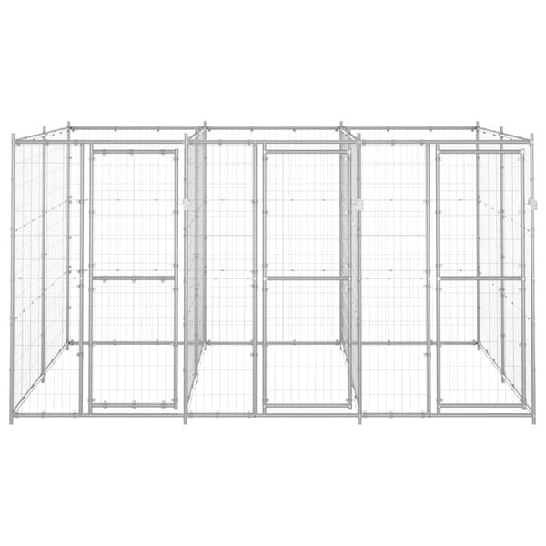 vidaXL Dog Kennel Silver Galvanized steel Large Dog Kennel Rectangular