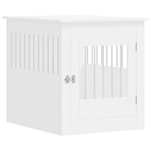 vidaXL Dog Crate Furniture White Engineered wood Medium Locks