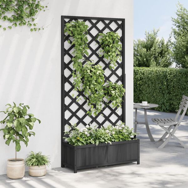vidaXL Planter Black Solid Fir Wood Large Planters Planter