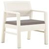 vidaXL Garden Lounge Set White Plastic, Fabric (55% cotton, 45% polyester)