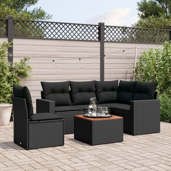 vidaXL Garden Sofa Set Black, Brown