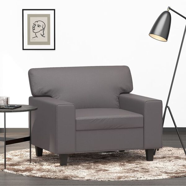 vidaXL Sofa Chair Grey Faux leather, metal, textilene Large Durable