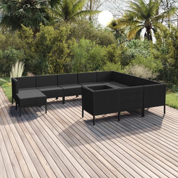 vidaXL Garden Lounge Set Black