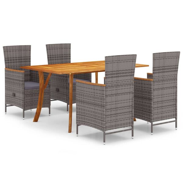 vidaXL Dining Set Grey Solid Acacia wood Large Seats Many Dining Set