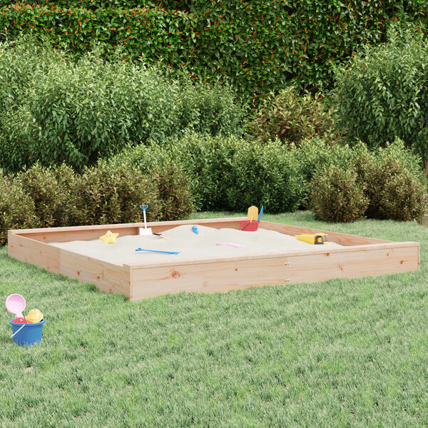 vidaXL Sandbox Natural Pine Solid Pine Wood Large Durable Sandpit