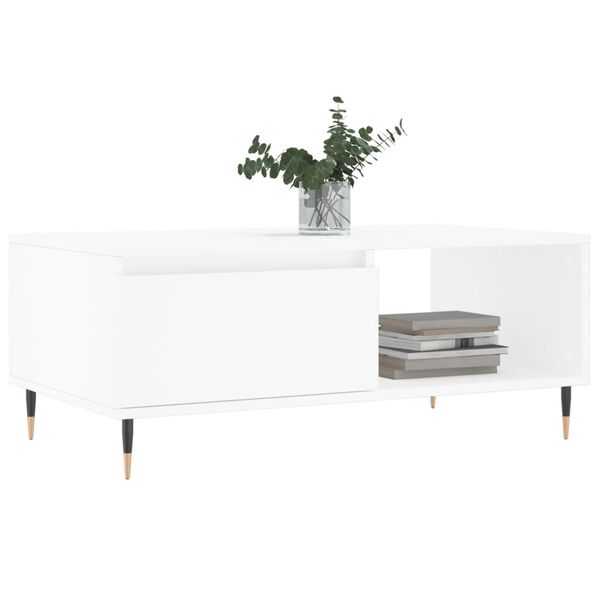 vidaXL Coffee Table White Engineered wood Medium Rectangular Modern