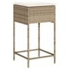 vidaXL Garden Bar Stool Beige PE rattan, Powder-coated steel, Polyester
