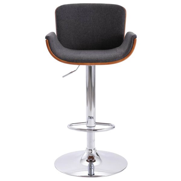 vidaXL Bar Chair Grey Fabric Standard Height-Adjustable Bar Stool
