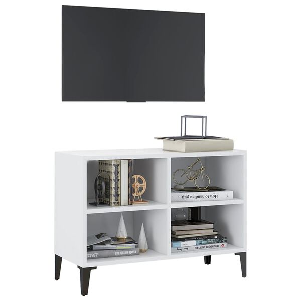 vidaXL TV Cabinet White Engineered wood, Metal Medium TV Cabinet