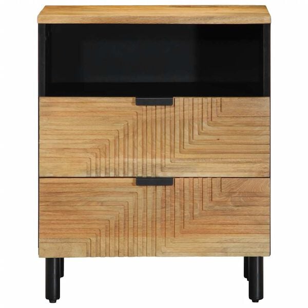 vidaXL Bedside Cabinet Brown Solid Mango Wood, Engineered Wood Medium