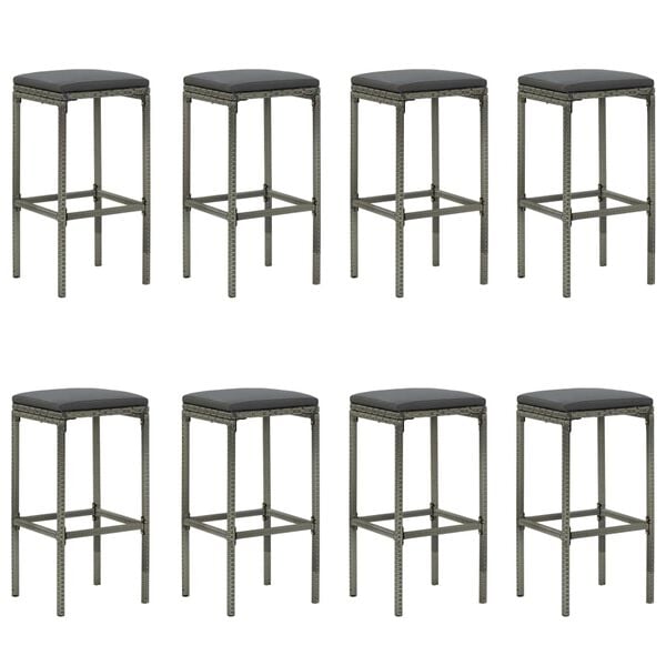 vidaXL Garden Bar Set Grey PE rattan, powder-coated steel Standard