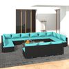 vidaXL Garden Lounge Set Black PE rattan, powder-coated steel, plastic