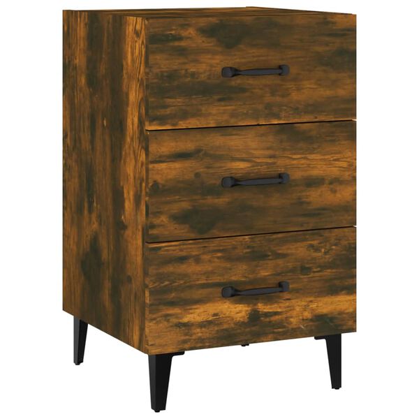 vidaXL Bedside Cabinet Smoked Oak Engineered wood, metal Standard