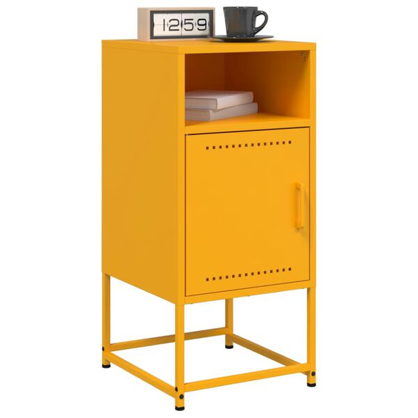 vidaXL Bedside Cabinet Set of 2 Mustard Yellow Steel Medium