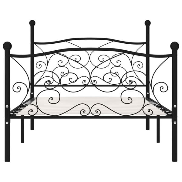 vidaXL Bed Frame Black Metal, plywood 35.4x78.7 in Sturdy Bed Frame