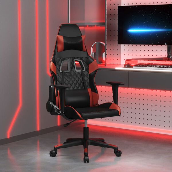vidaXL Gaming Chair Black and Wine Red Faux Leather