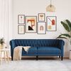 vidaXL Chesterfield Sofa Blue Polyester, Plywood, Solid Wood 3-Seater