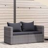vidaXL Garden Sofa Set of 2 Grey PE Rattan Standard Detachable