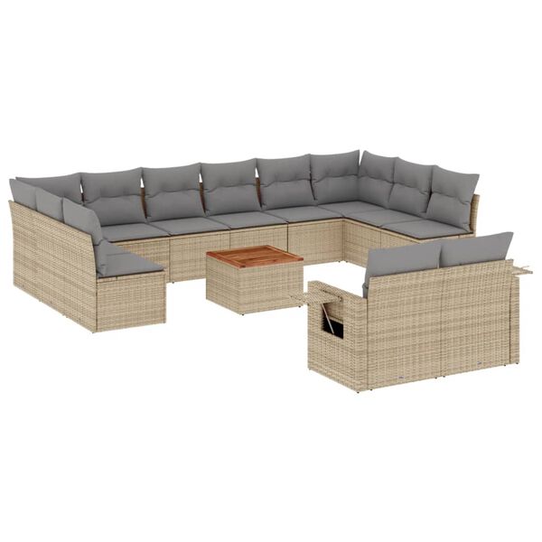 vidaXL Garden Sofa Set Beige PE Rattan Large Foldable Garden Sofa Set