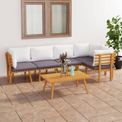 vidaXL 6 Piece Patio Lounge Set with Cushions Solid Acacia Wood |