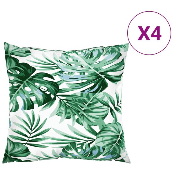 vidaXL Sofa Cushion Set of 4 Leaf Pattern 100% Polyester 19.7 x 19.7 in
