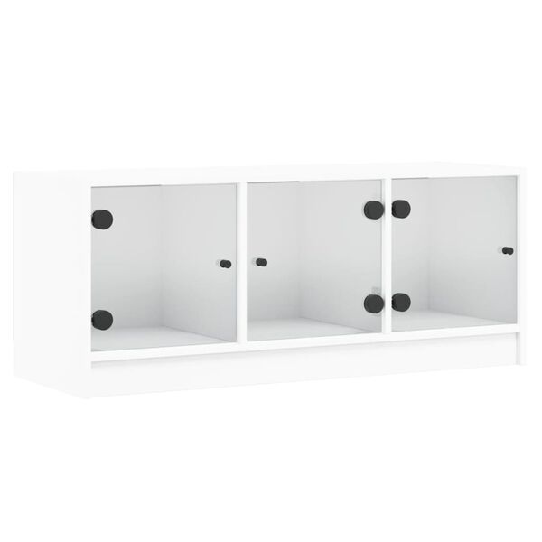 vidaXL TV Cabinet White Engineered wood, glass 40.2x14.6x16.5 in