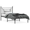 vidaXL Bed Frame Black Powder-Coated Steel Twin Bed Frame Rectangular