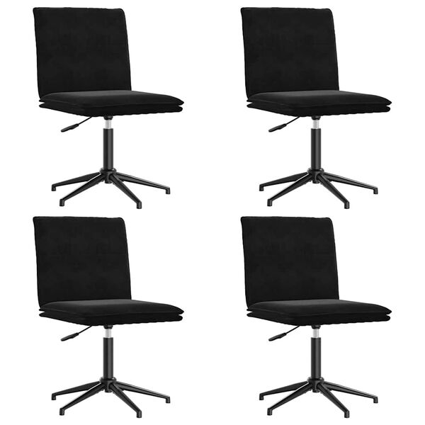 vidaXL Dining Chair Set of 4 Black Velvet (100% polyester), plywood, metal