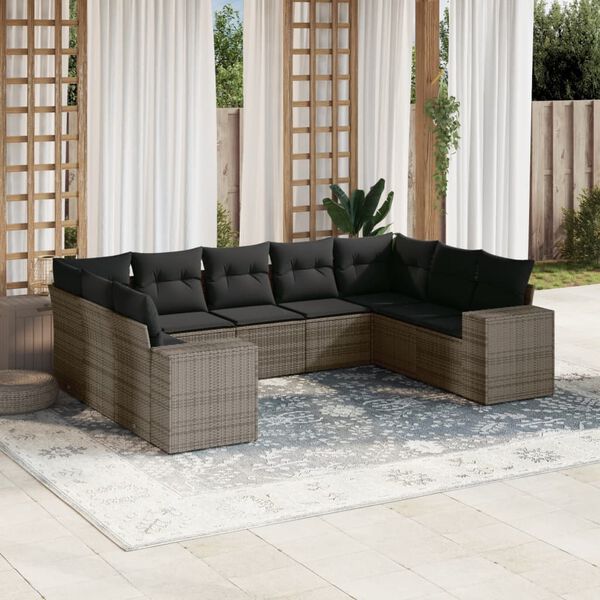 vidaXL Garden Sofa Set Grey PE Rattan Large Modular Garden Sofa Set