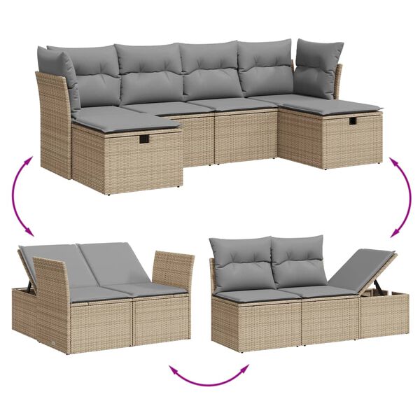 vidaXL Garden Sofa Set Mix beige PE rattan Large UV-resistant materials