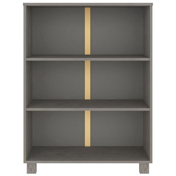 vidaXL Book Cabinet Light Grey Solid Pine Wood, MDF Medium Book Cabinet