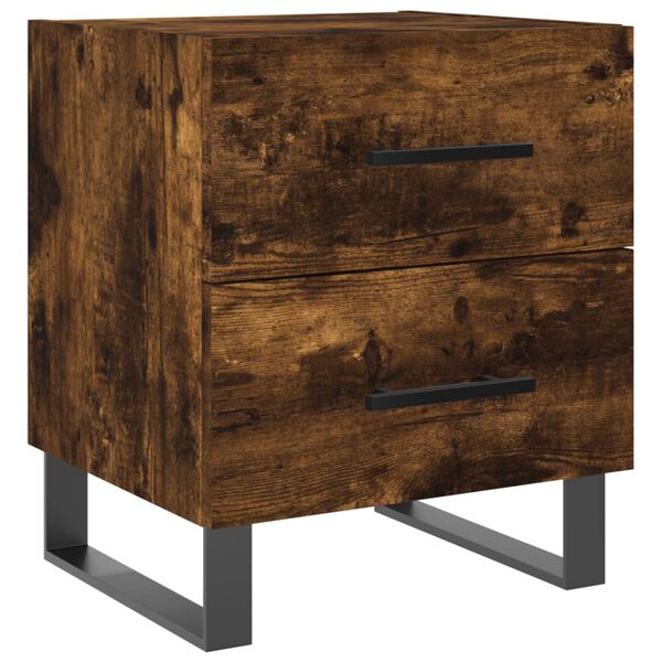 vidaXL Bedside Cabinet Smoked oak Engineered wood, Iron Small